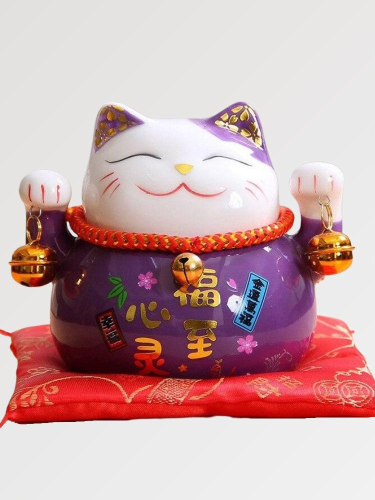 Purple Maneki-Neko Money Box