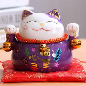 Purple Maneki-Neko Money Box