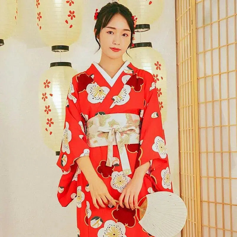 Red Japanese Kimono for Women 'Nanao'