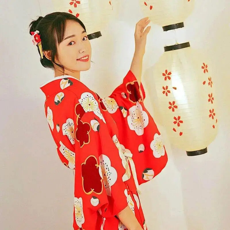 Red Japanese Kimono for Women 'Nanao'