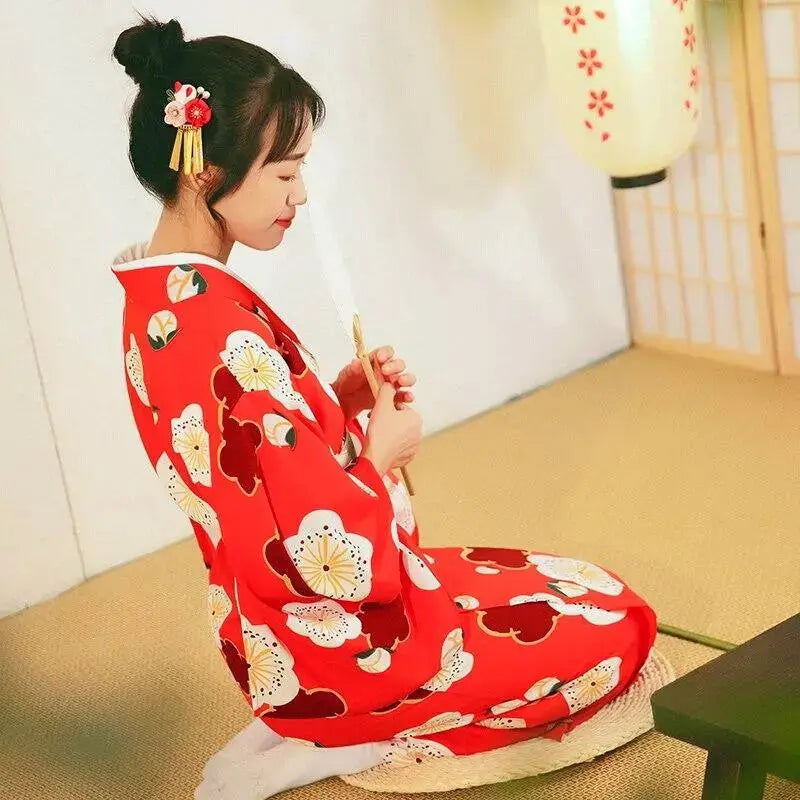 Red Japanese Kimono for Women 'Nanao' – My Japan Clothes