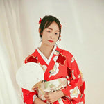 Load image into Gallery viewer, Red Japanese Kimono for Women &#39;Nanao&#39;
