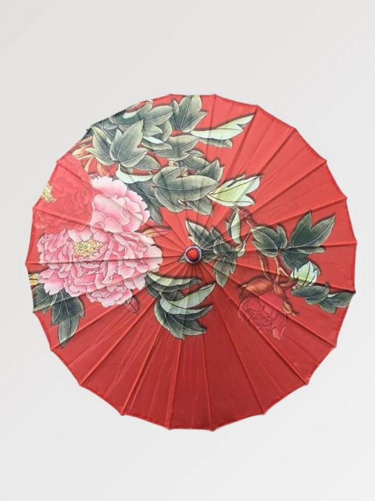 Red Traditional Japanese Umbrella 'Floral Design'