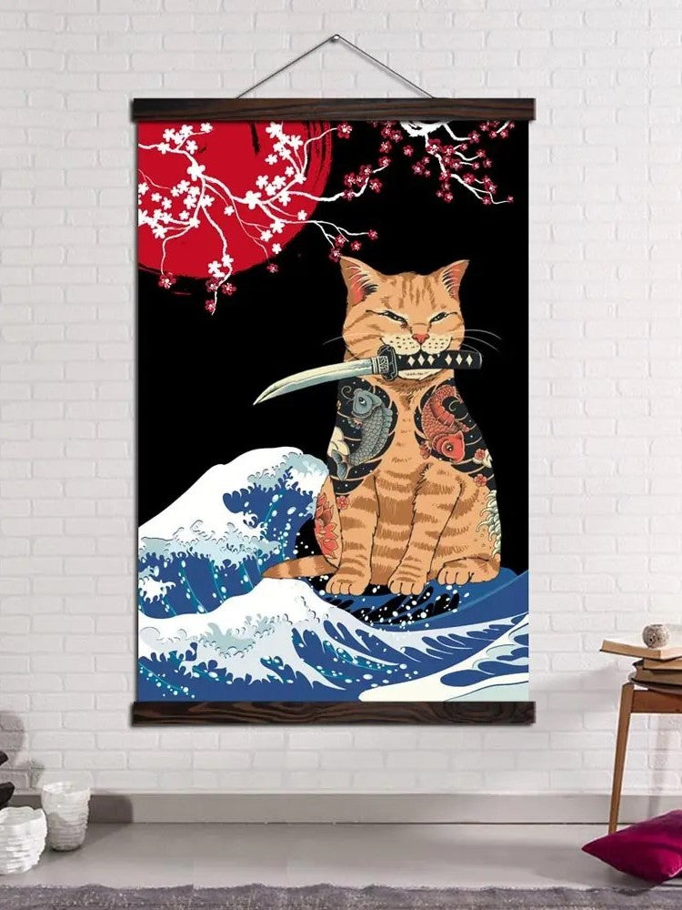 Rising Sun Painting 'Neko Kanagawa'