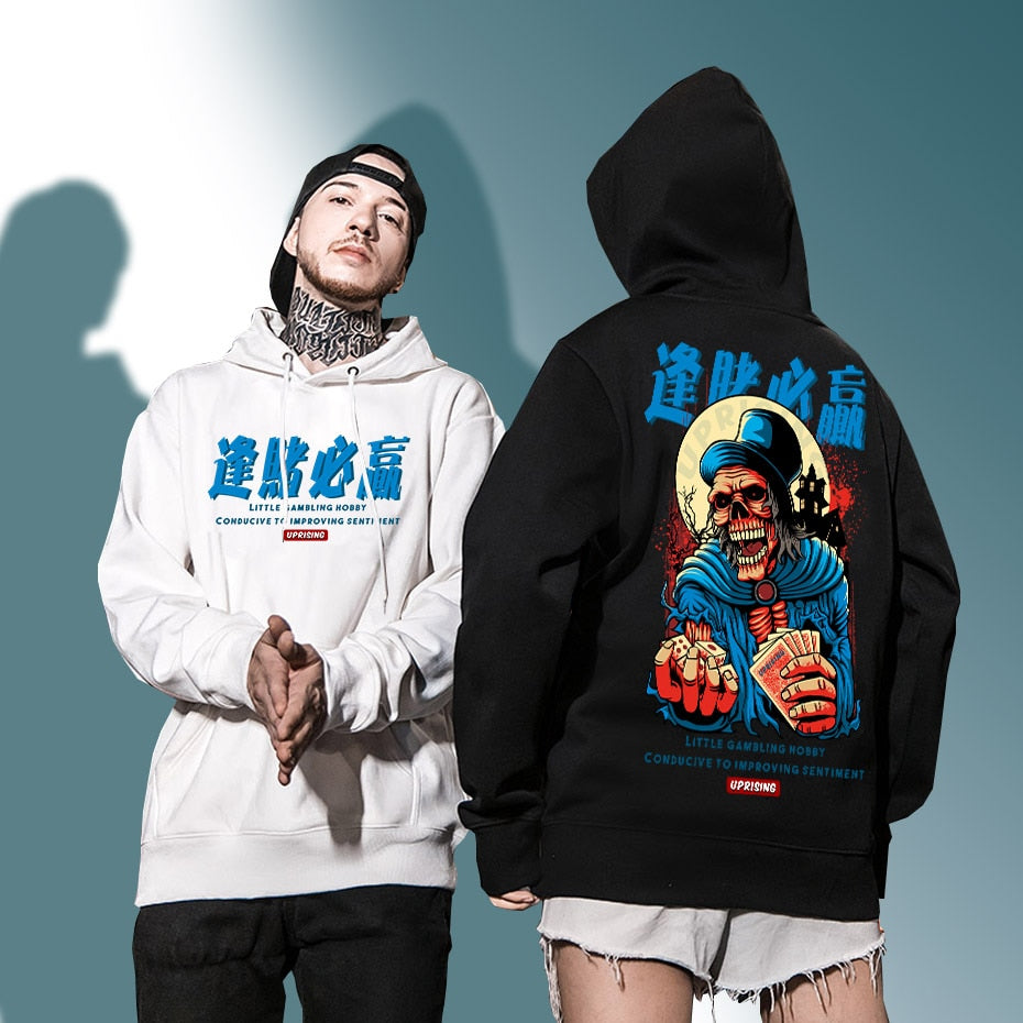 Skeleton Hoodie with Japanese Kanji 'Fukui'