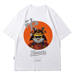 T-shirt Japanese Pattern 'Samurai Cat'
