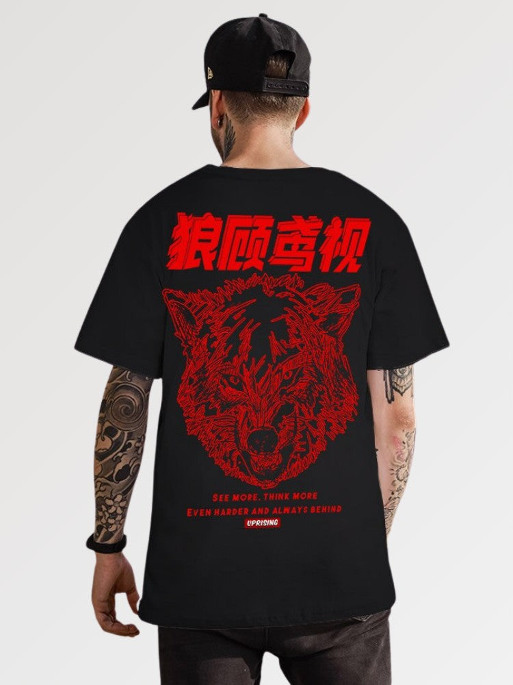 T-shirt with Japanese Writing 'Wolf Gang'