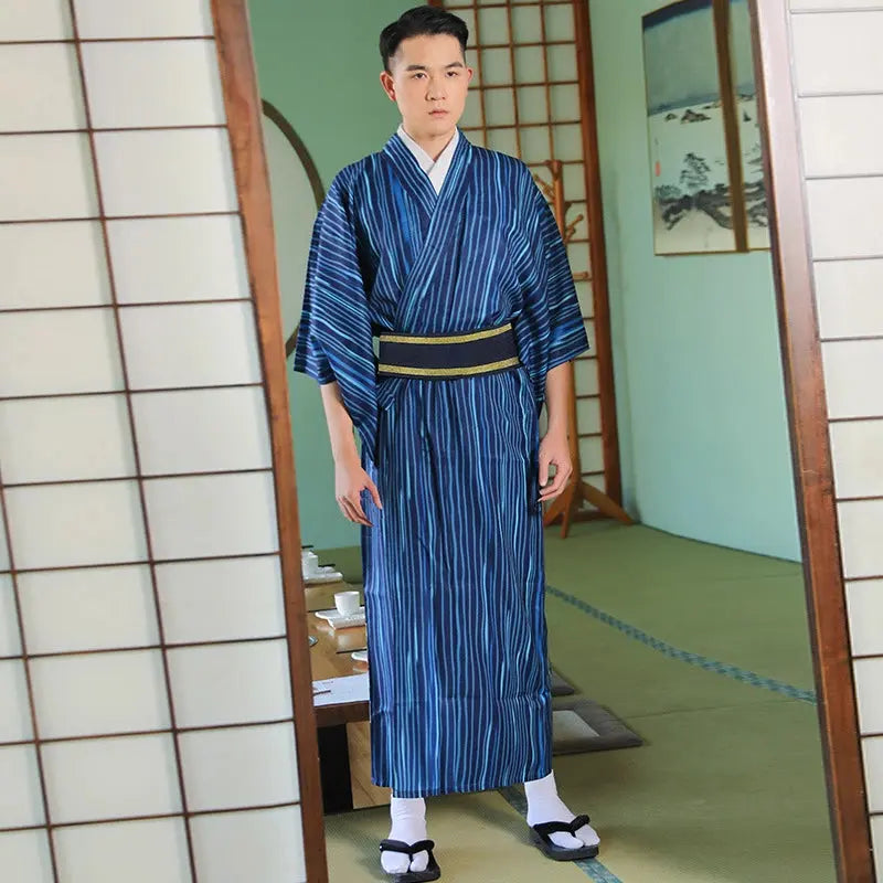 Traditional Blue Mens Kimono 'Odaigahara'