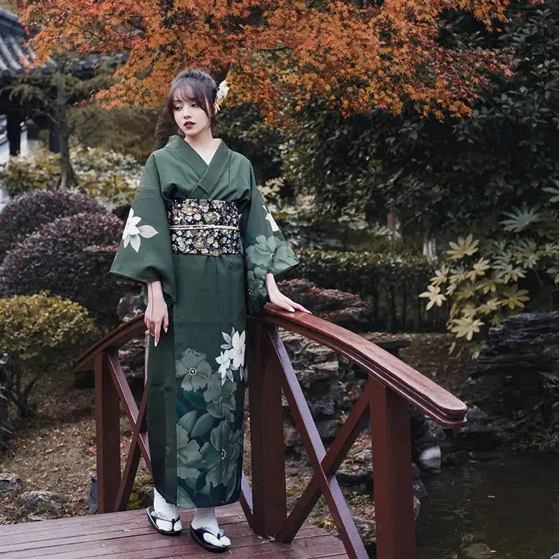 Traditional Green Kimono for Women 'Tanigawa'