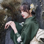 Load image into Gallery viewer, Traditional Green Kimono for Women &#39;Tanigawa&#39;
