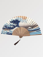 Load image into Gallery viewer, Traditional Japanese Fan &#39;Kanagawa Wave&#39;
