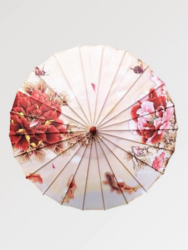 Traditional Japanese Umbrella 'Rose and Koi Carp'