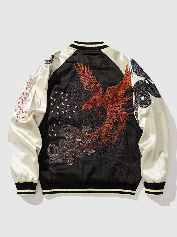 Traditional Sukajan Jacket Phoenix Pattern 'Tori'