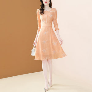 Trendy Orange Japanese Dress 'Keiko'