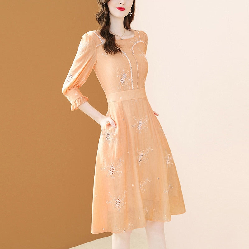 Trendy Orange Japanese Dress 'Keiko'