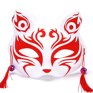 White and Red Kitsune Mask 'Uchu'