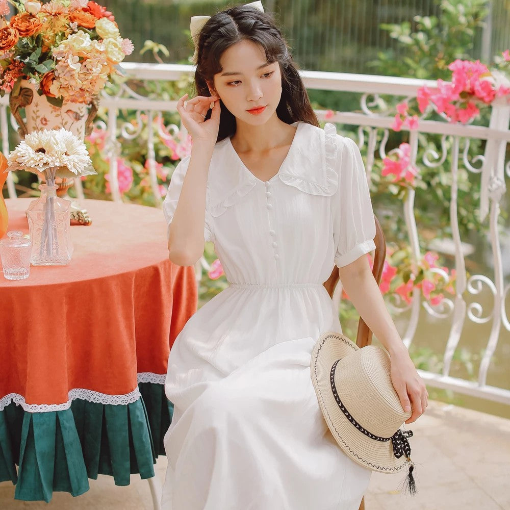 White Vintage Japanese Dress 'Toshiko' XL White Vintage Japanese Dress 'Toshiko' XL