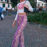 Load image into Gallery viewer, Women&#39;s Purple Stripe Pants &#39;Shimauma&#39;
