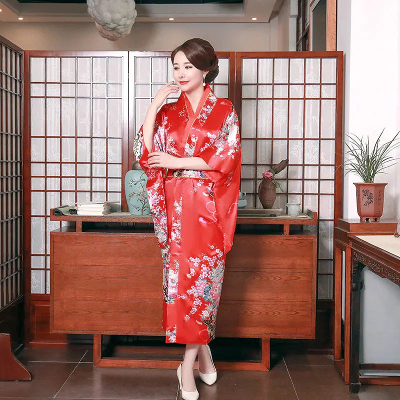 japanese silk dress name Handmade Vintage Silk Kimono Dress, Hand Painted Aurora Royal Blue, Unique gift, Authentic Kimono Remake, Kimono Fashion, Japanese Clothing