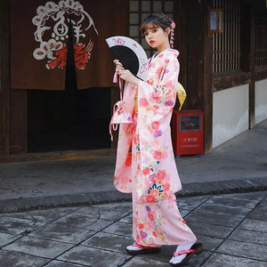 Women's Pink Japanese Kimono 'Ichinoseki' – My Japan Clothes