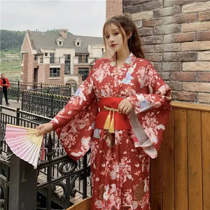 Women's Red Traditional Kimono 'Toride'