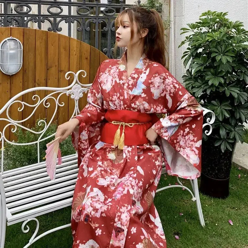 Women's Red Traditional Kimono 'Toride'