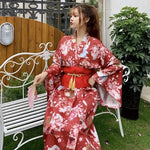 Load image into Gallery viewer, Women&#39;s Red Traditional Kimono &#39;Toride&#39;
