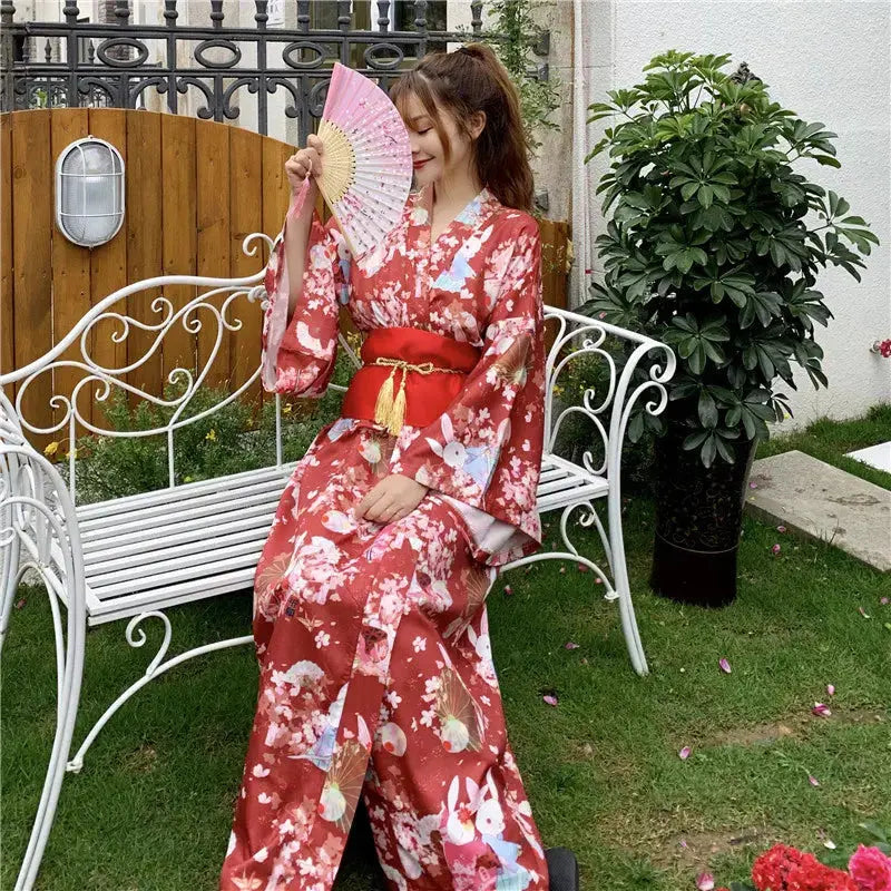 Women's Red Traditional Kimono 'Toride' – My Japan Clothes