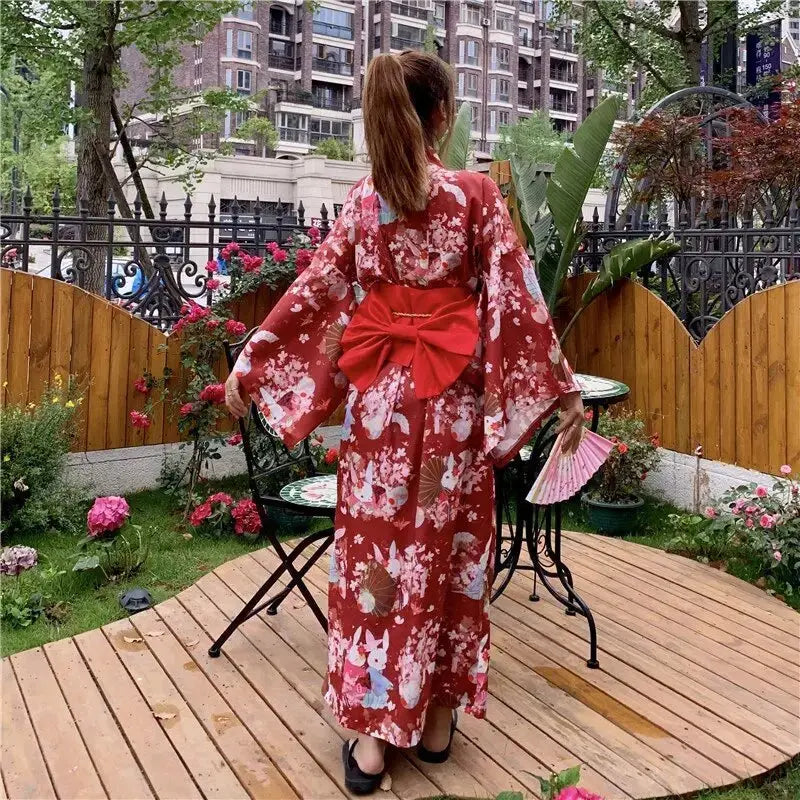 Women's Red Traditional Kimono 'Toride'