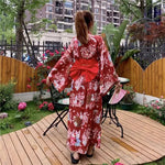 Load image into Gallery viewer, Women&#39;s Red Traditional Kimono &#39;Toride&#39;
