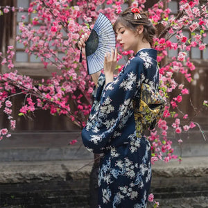 Women's Traditional Blue Kimono 'Sannosawa'