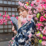 Load image into Gallery viewer, Women&#39;s Traditional Blue Kimono &#39;Sannosawa&#39;

