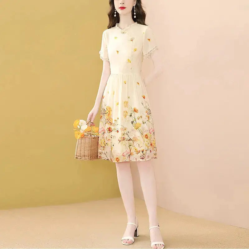 Yellow Floral Dress 'Takahashi'